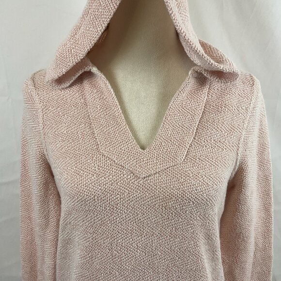 Faherty Hooded Top S Pale Pink Long Sleeve V-Neck Kangaroo Pocket - Picture 3 of 11